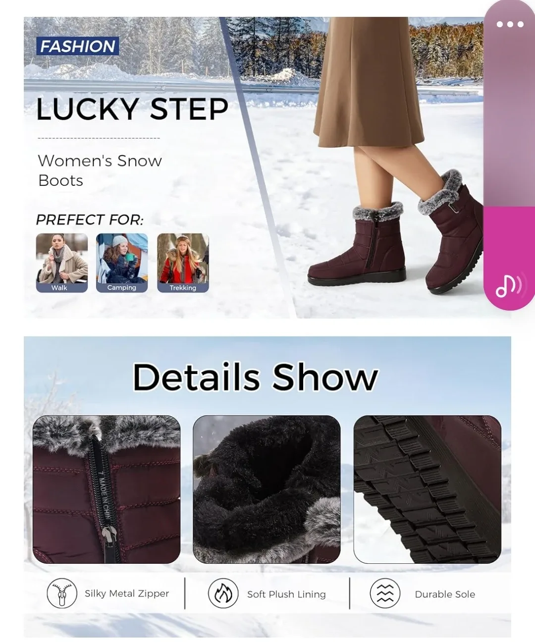 Women's Black Winter Boots - sz 9 image indicator(5)