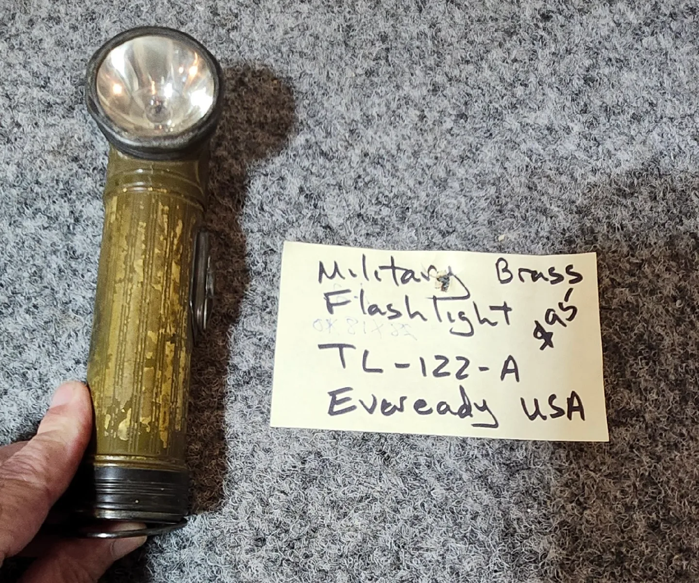vintage Eveready TL-122-A Military Brass Flashlight thumbnail