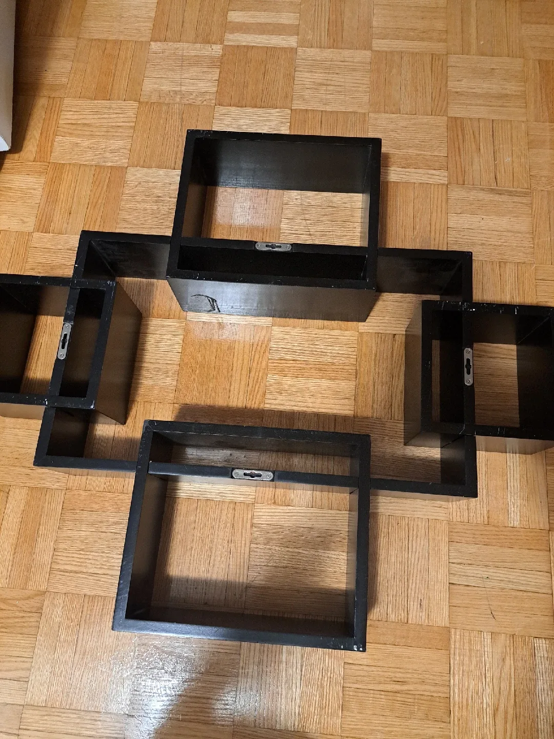 Black Wooden Interlocking Wall Shelf image indicator(3)