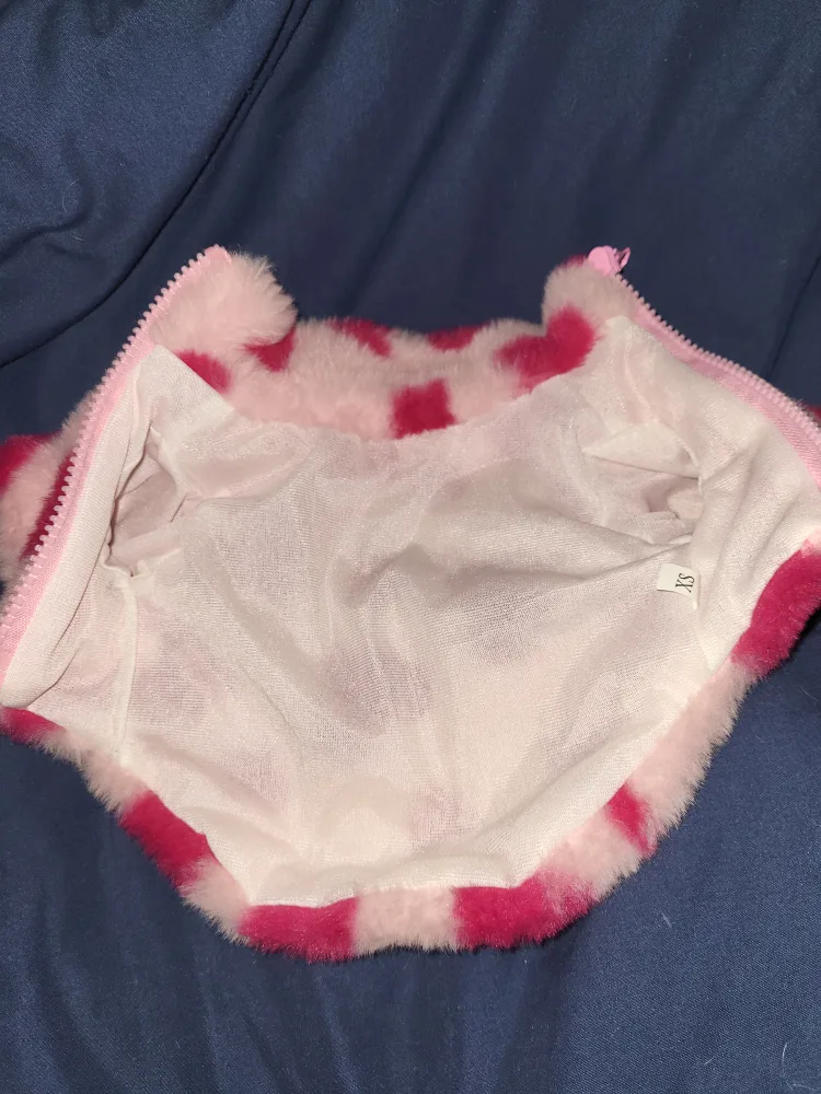 Pink Heart Print Dog Jacket - Size XS image indicator(2)