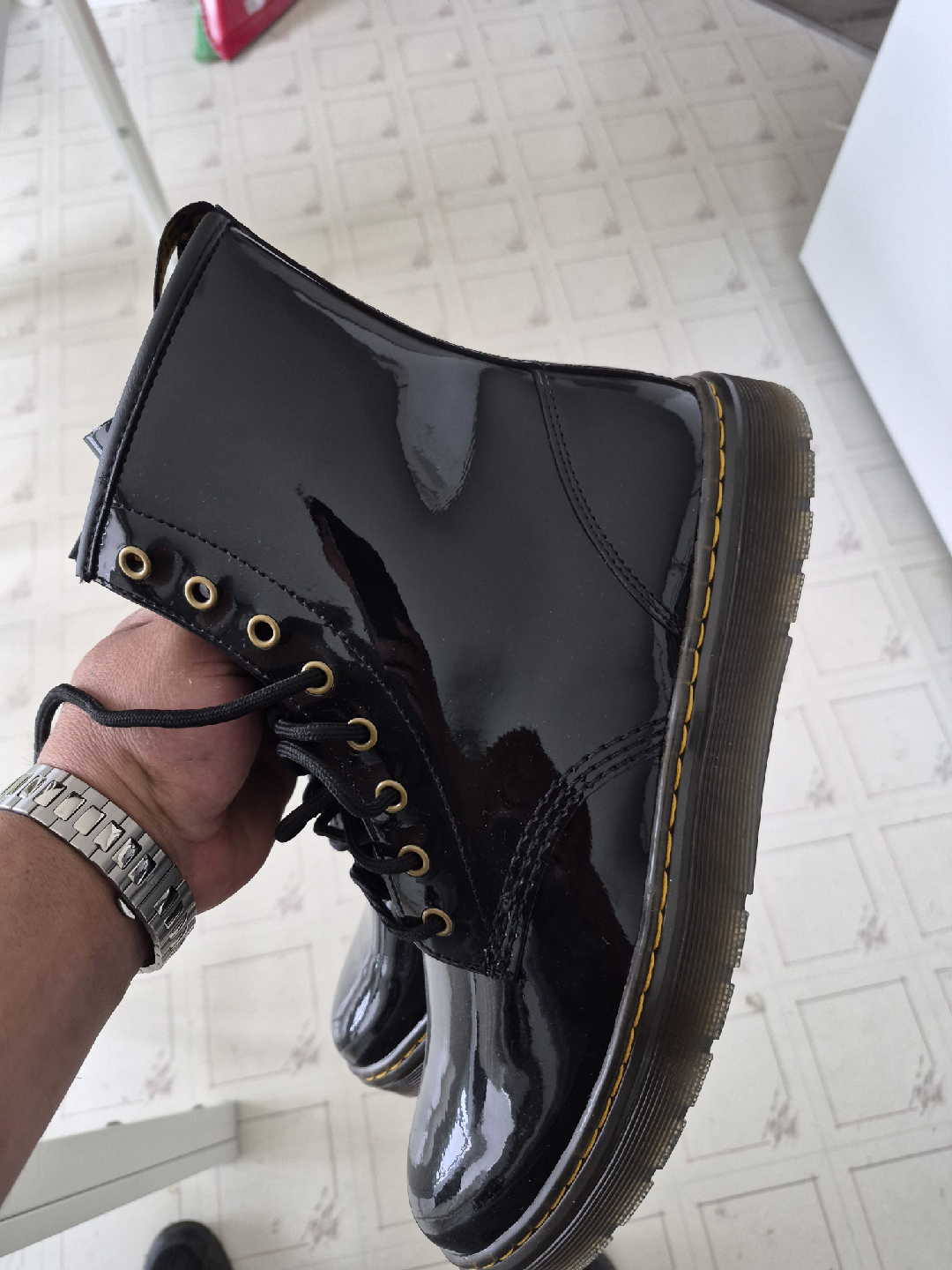 Dr. Martens Black Patent Leather Boots - Size 11