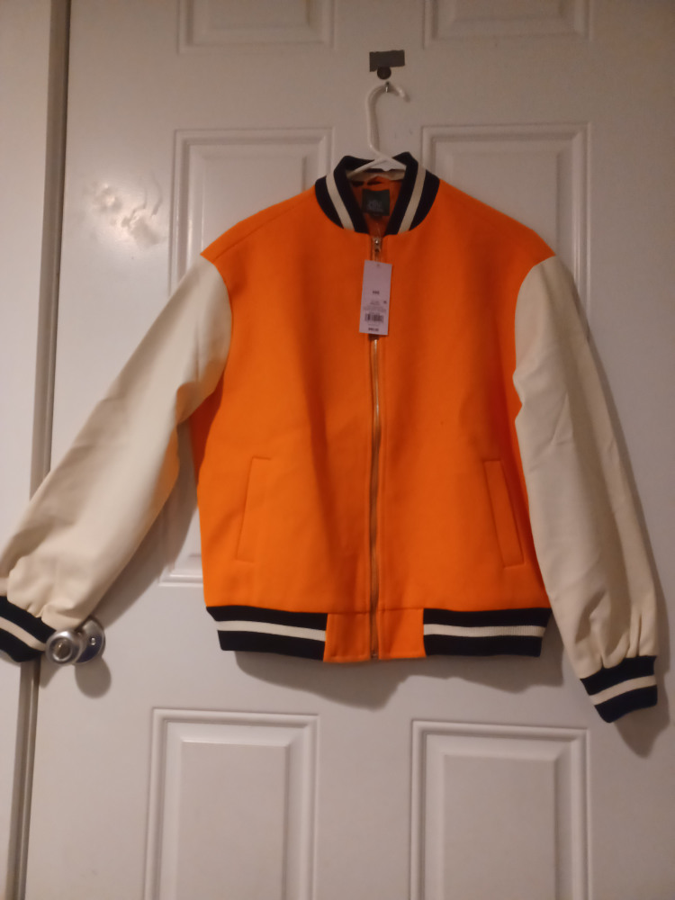 Wild Fable Orange Varsity Jacket XXS