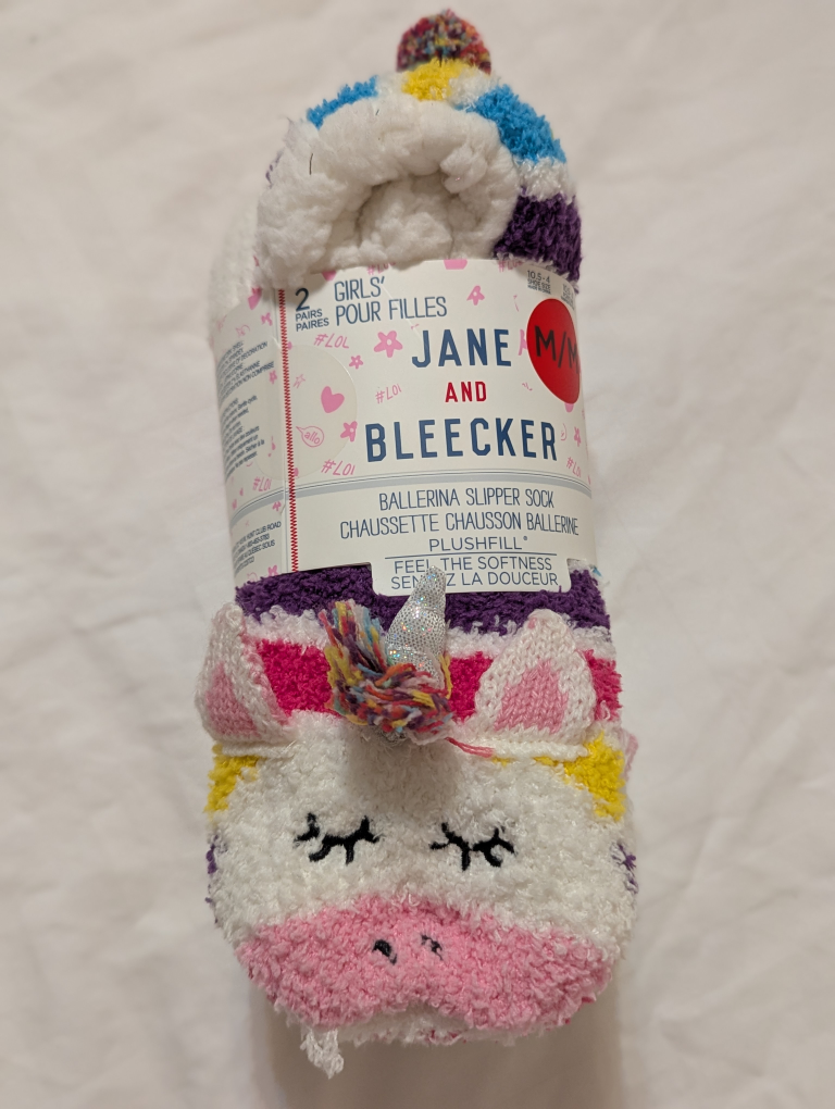 Jane and Bleeker Ballerina Slipper Socks - kids size 10.5-4