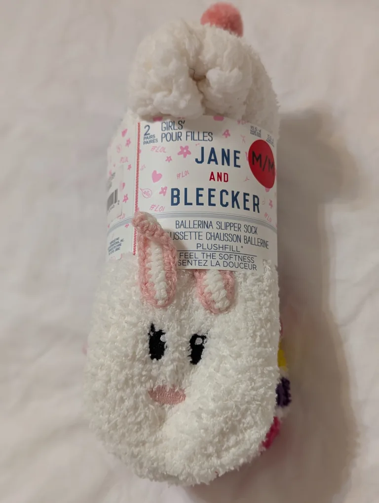 Jane and Bleeker Ballerina Slipper Socks - kids size 10.5-4 image indicator(2)