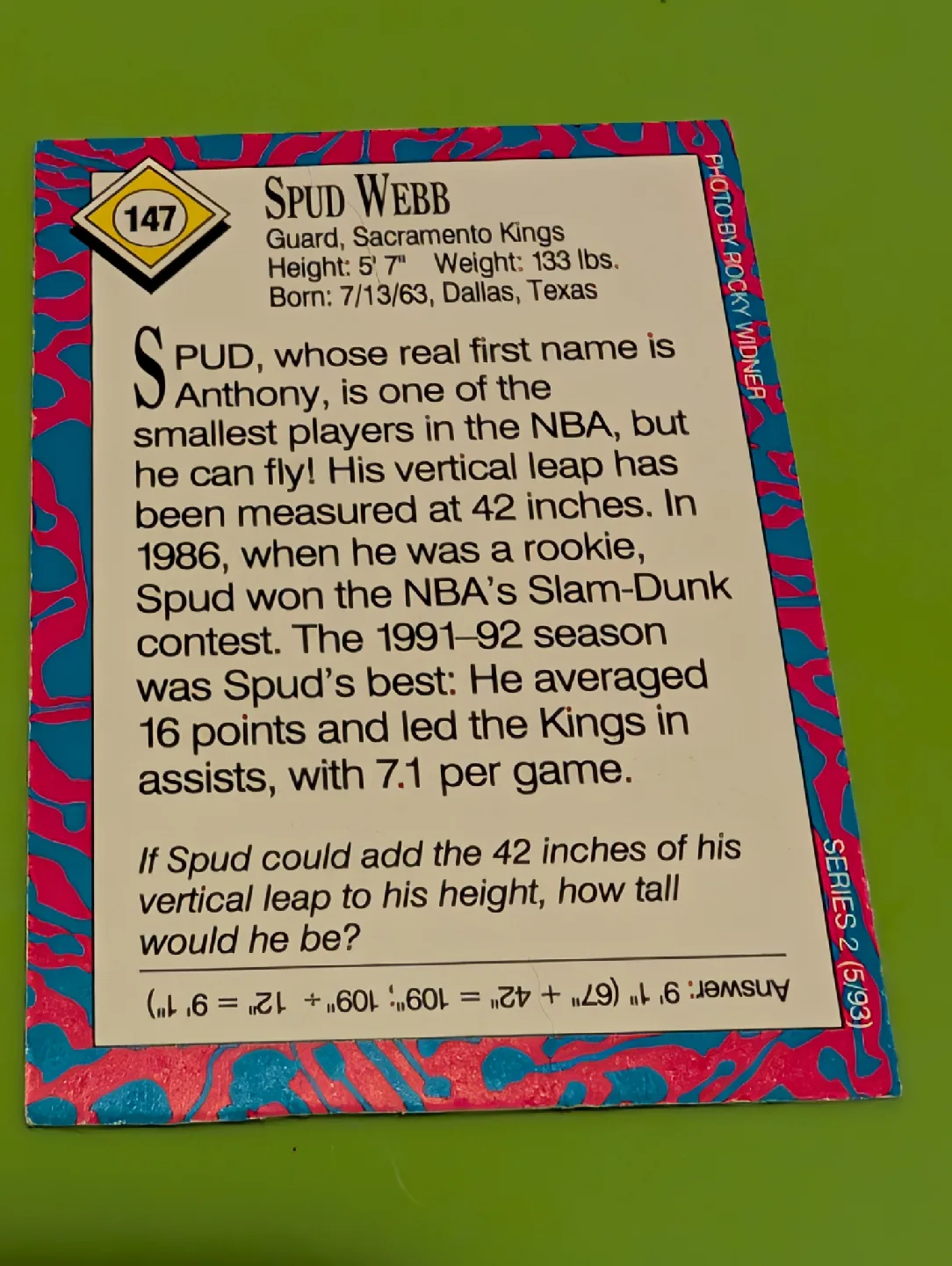 SPUD WEBB RARE 1993 Sports Illustrated for Kids #147 NBA Kings image indicator(2)