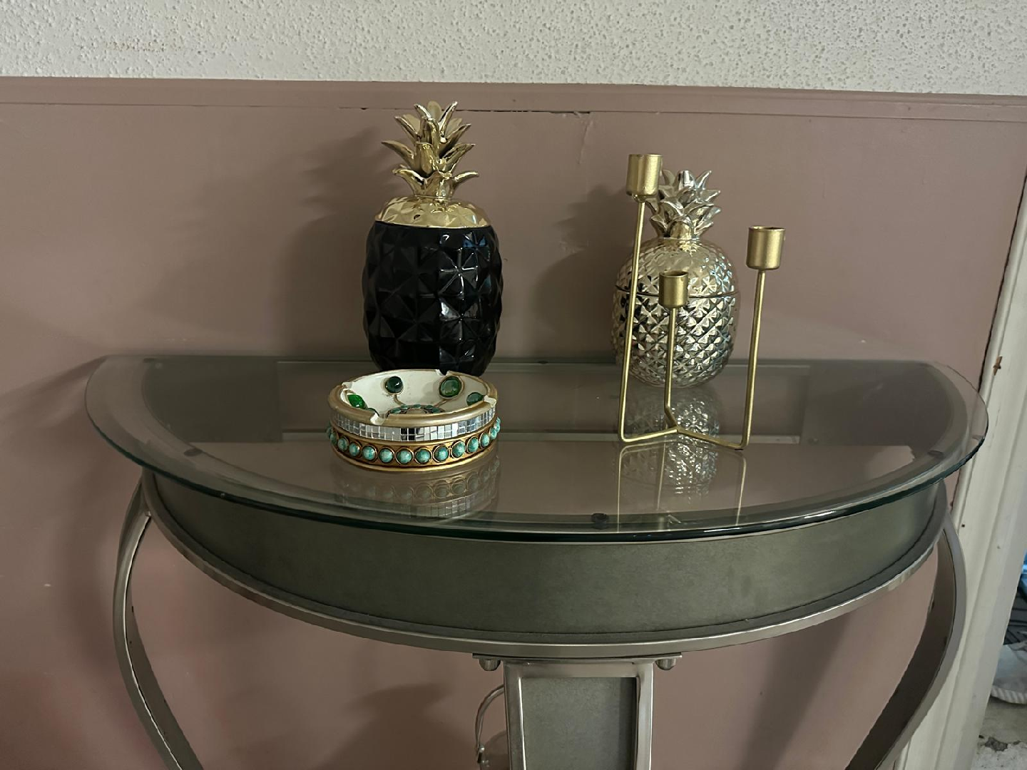 Glass Top Console Table