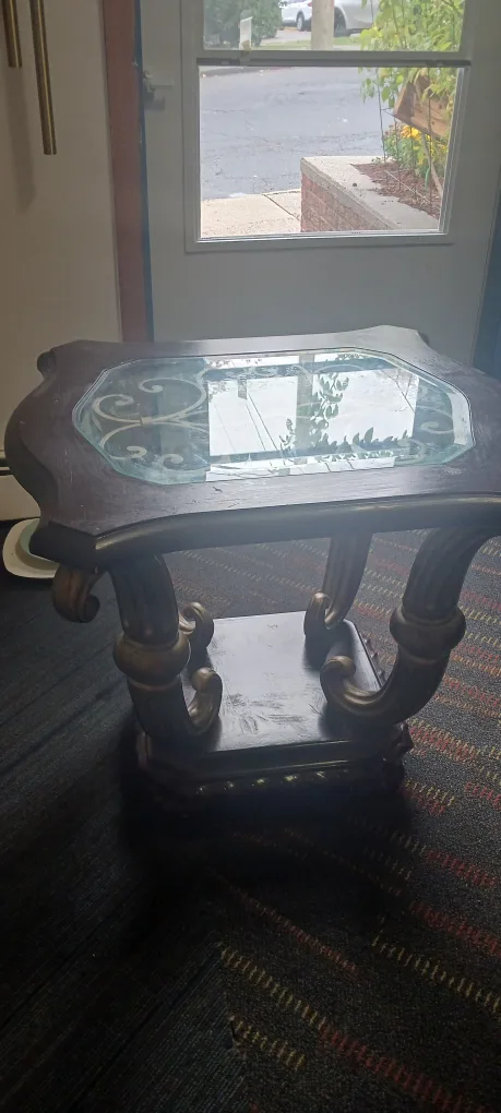 Vintage Glass Top Accent Table image indicator(2)