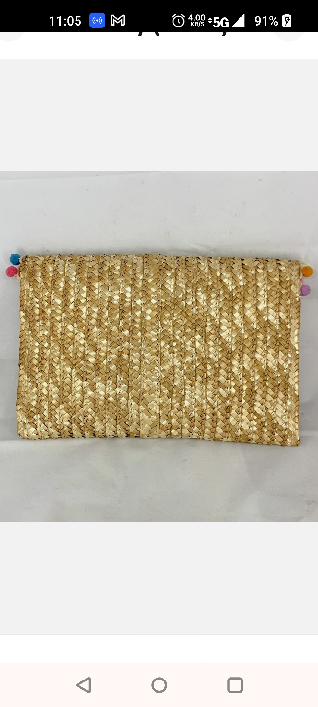 Shiraleah Straw Clutch with Pom Poms - photo 5