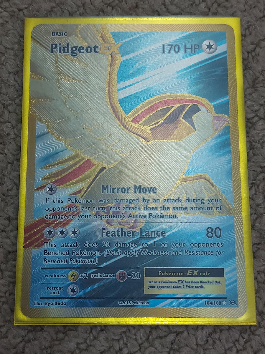 Full art Pidgeot EX Pokemon Card