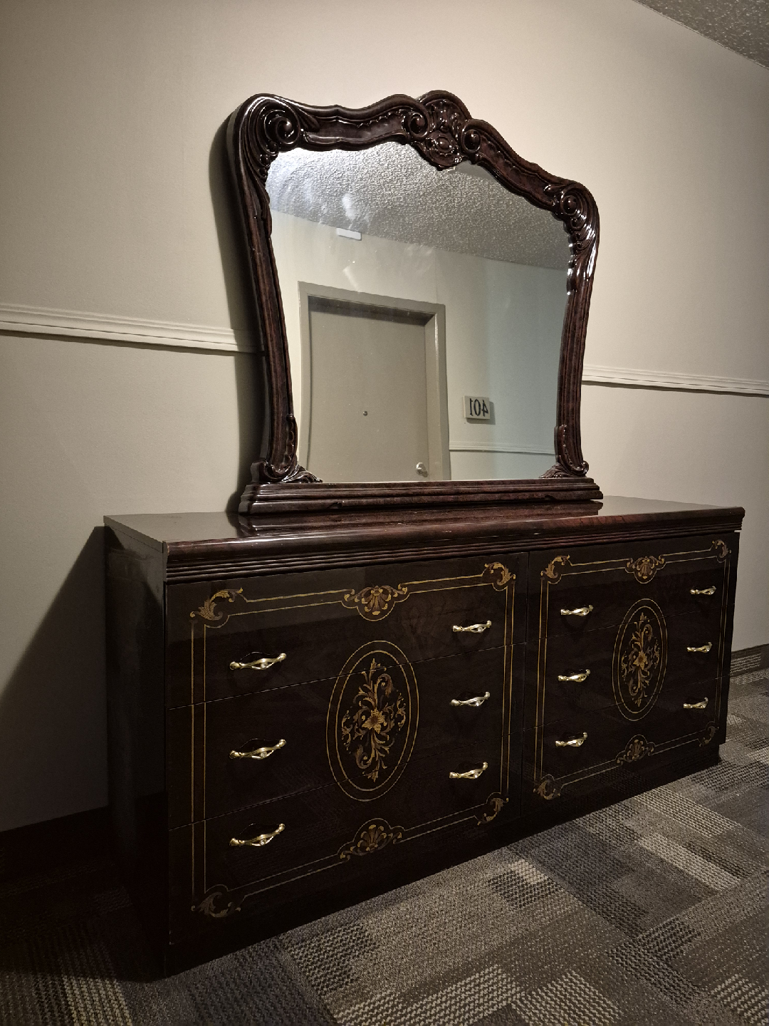 Antique Dresser with Mirror - Ornate Design