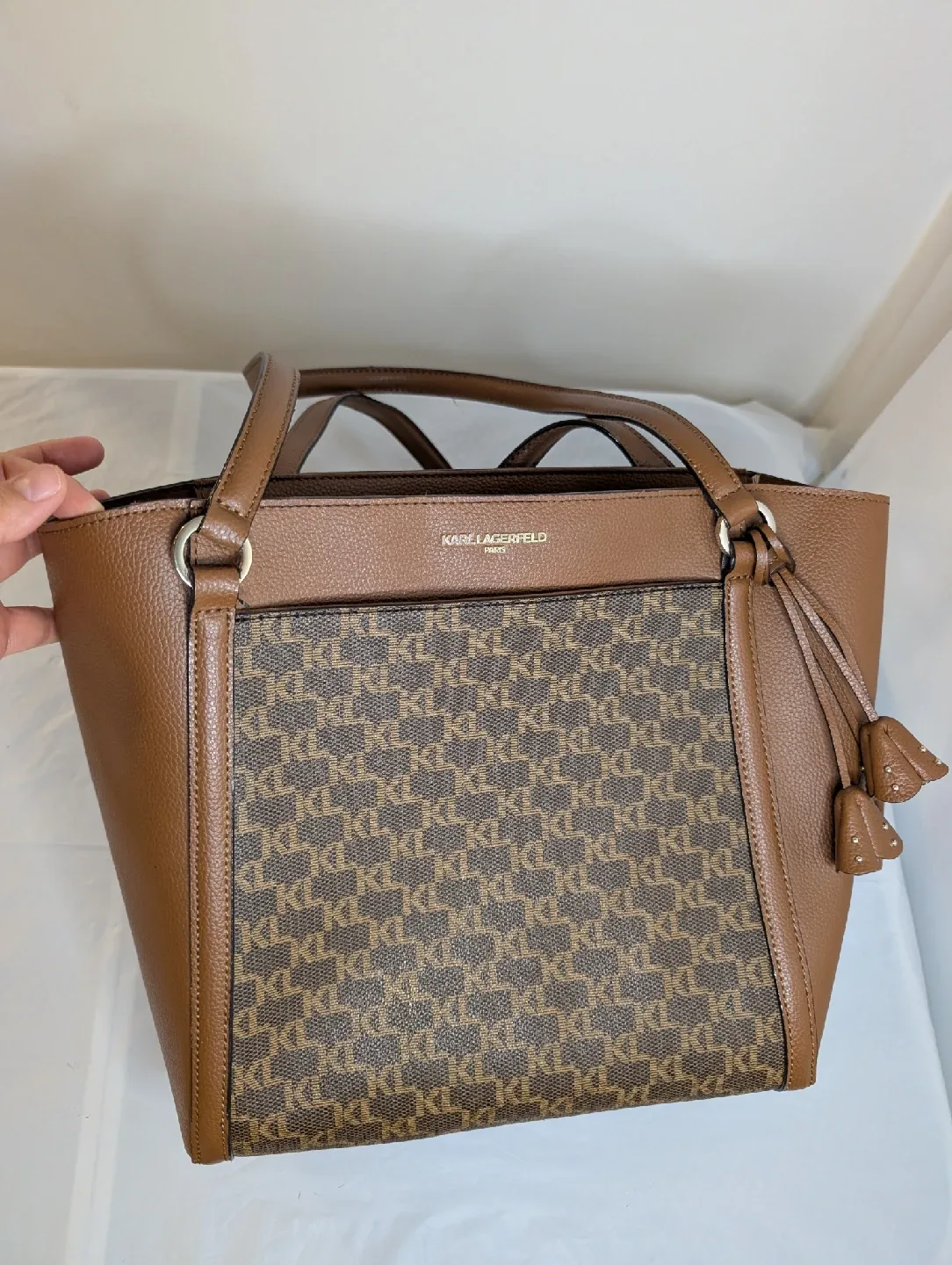 Karl Lagerfeld Monogram Brown Tote Bag image indicator(2)