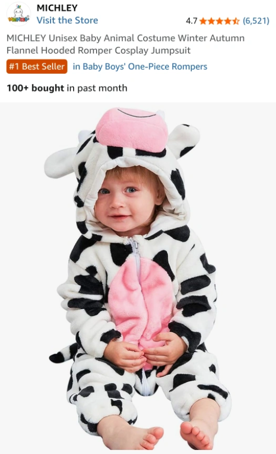 MICLHEY Cow Costume Onesie - Size 120 (30-36 Months) - photo 3