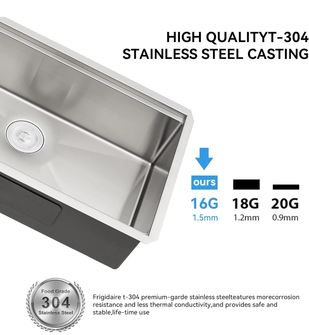 Stainless Steel Kitchen Sink 33"x19" - photo 3