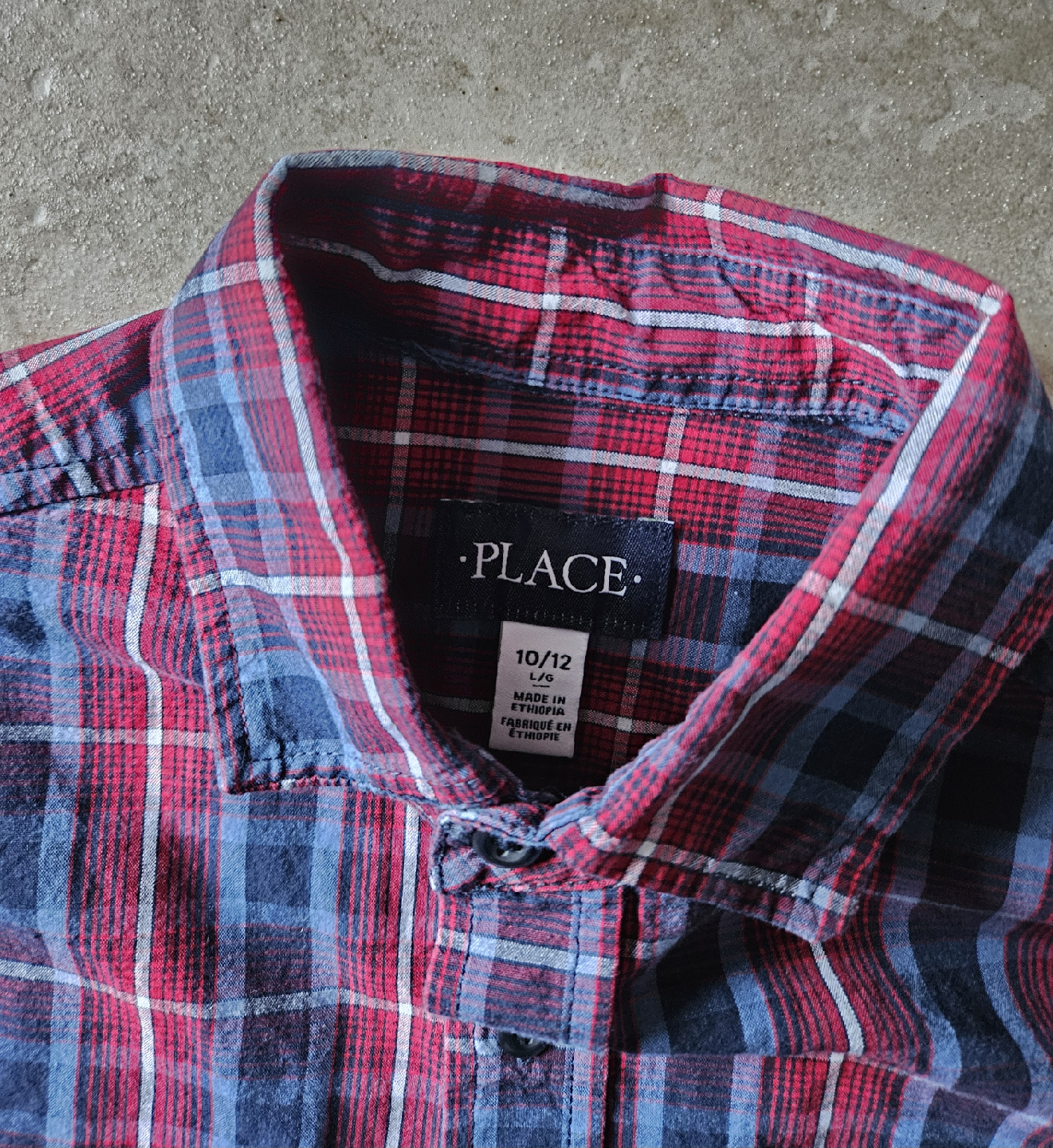 Size Large 10/12 - Children's Place Plaid Button-Down Shirt - photo 2