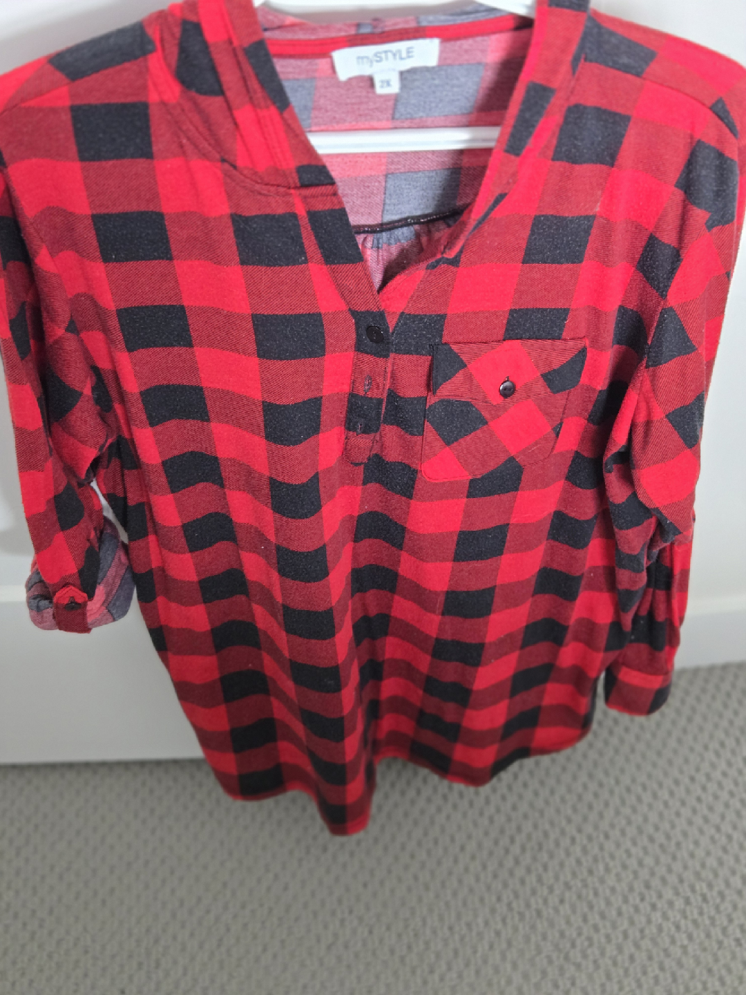 mySTYLE Red & Black Plaid 2X Top - photo 4