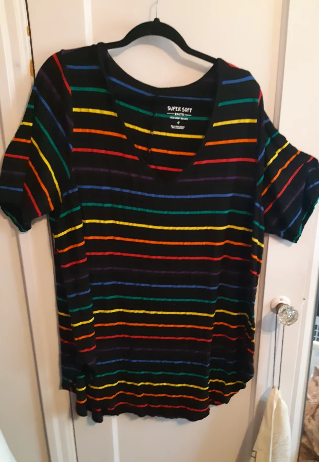 Super Soft Knits Rainbow Striped Top - Size 4 - photo 2