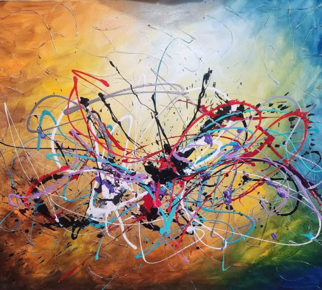 original hand painted painting by local artist Abstract - photo 4