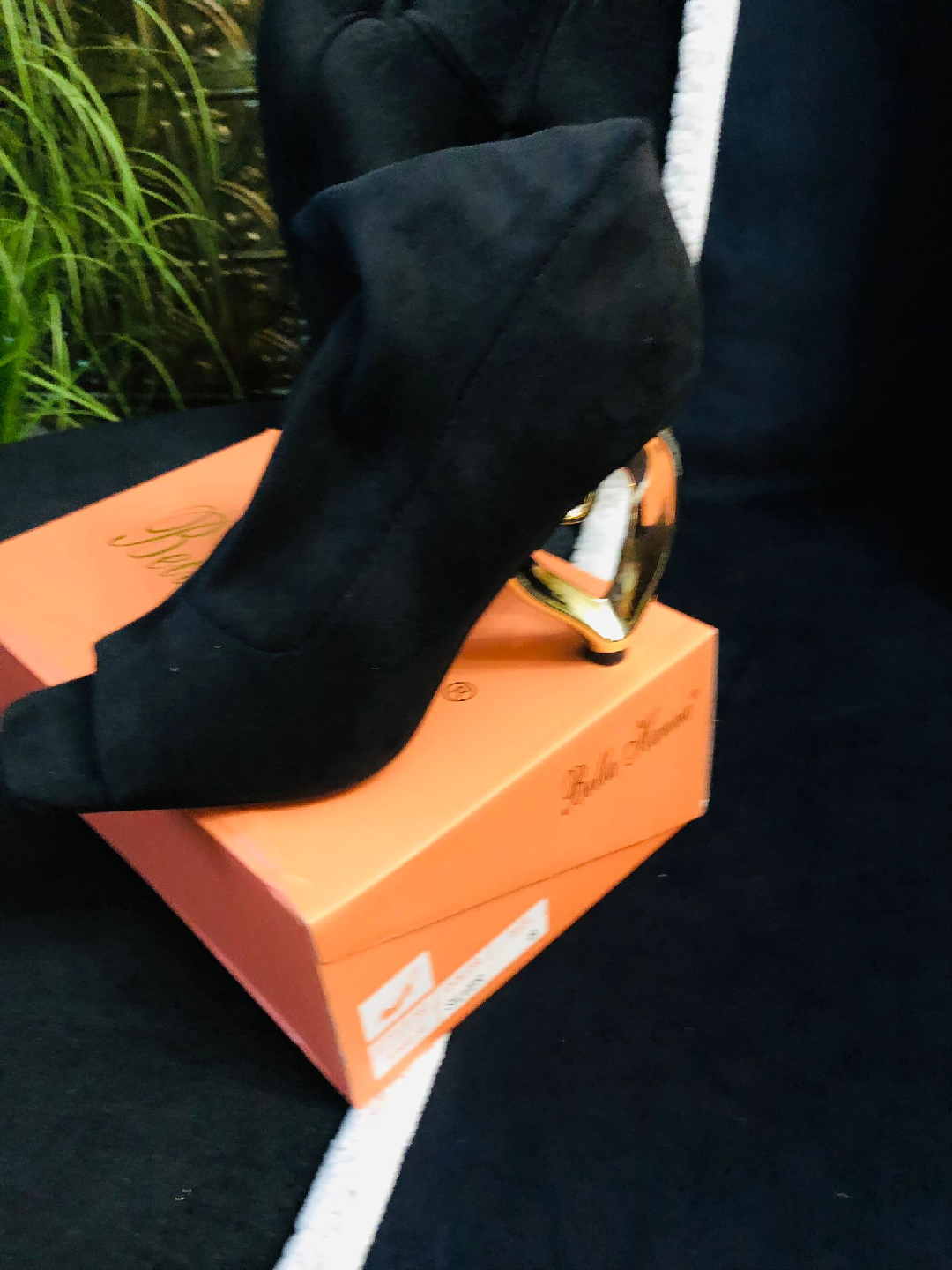 Bella Huesca Black Suede Heart Heel Booties