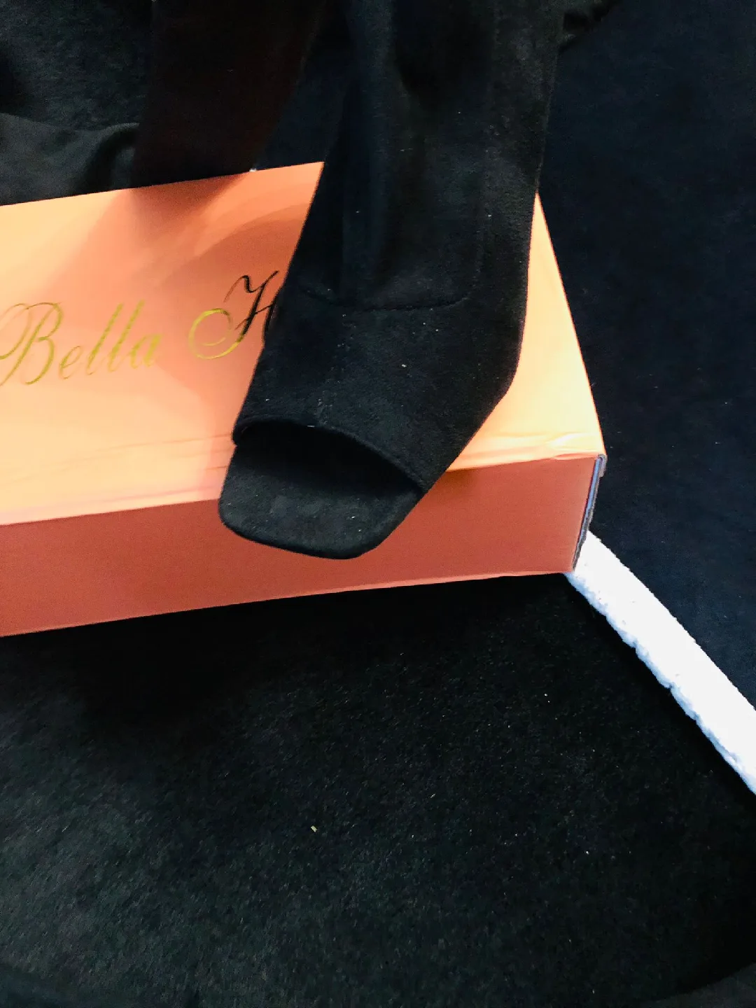 Bella Huesca Black Suede Heart Heel Booties image indicator(3)