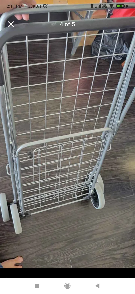 Silver Metal Folding Shopping Cart.. moving sale thumbnail