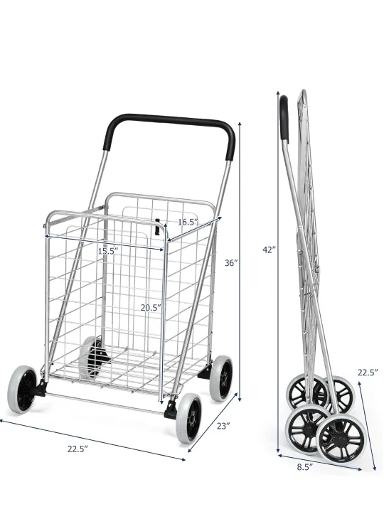Silver Metal Folding Shopping Cart.. moving sale image indicator(2)