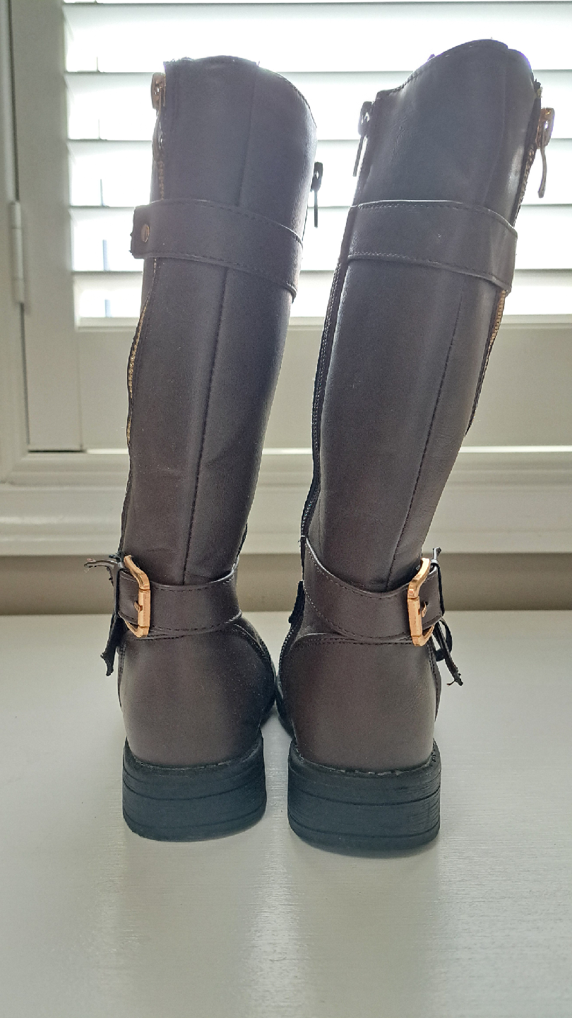 Kids Brown Riding Boots with Gold Zippers Sz 11c - photo 4