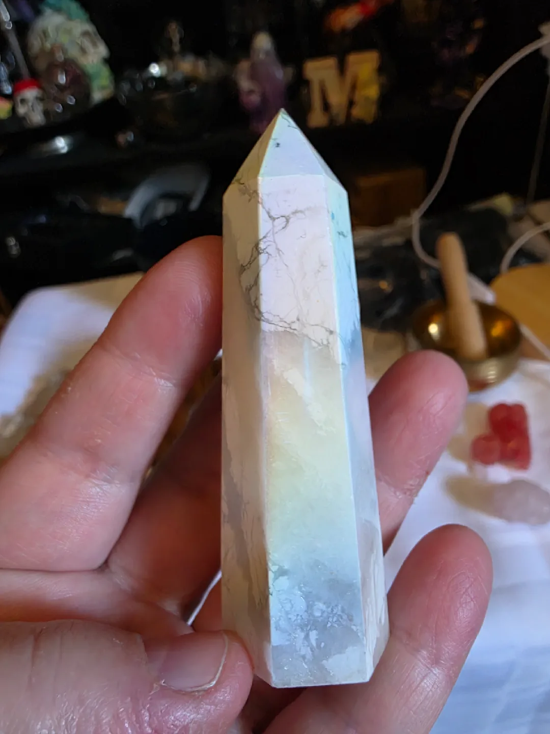 Howlite Crystal Tower Point Auratized