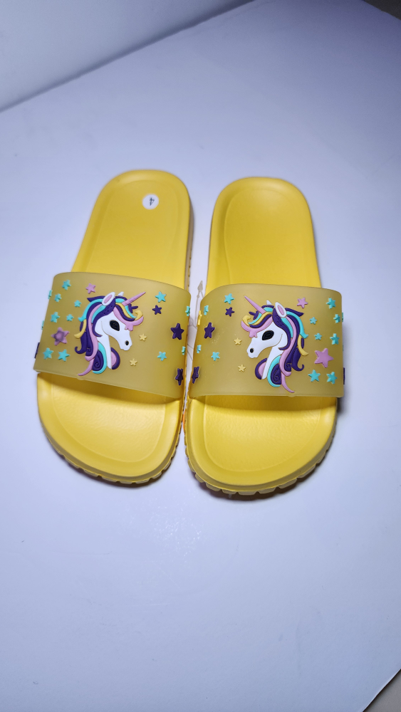 Yellow Unicorn Slides - Size 4 Big Kid