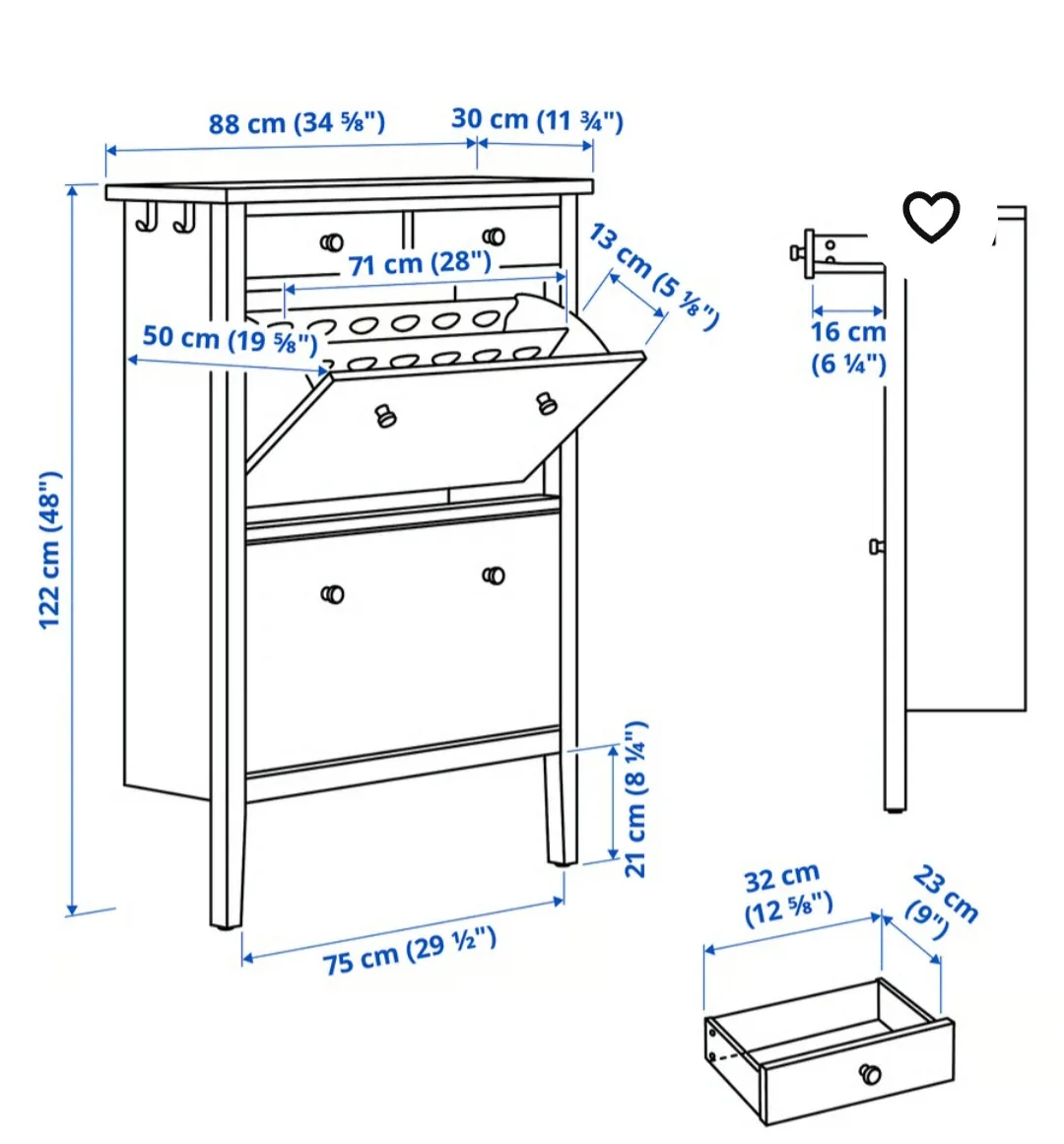 IKEA HEMNES Shoe Cabinet with 2 Compartments image indicator(4)