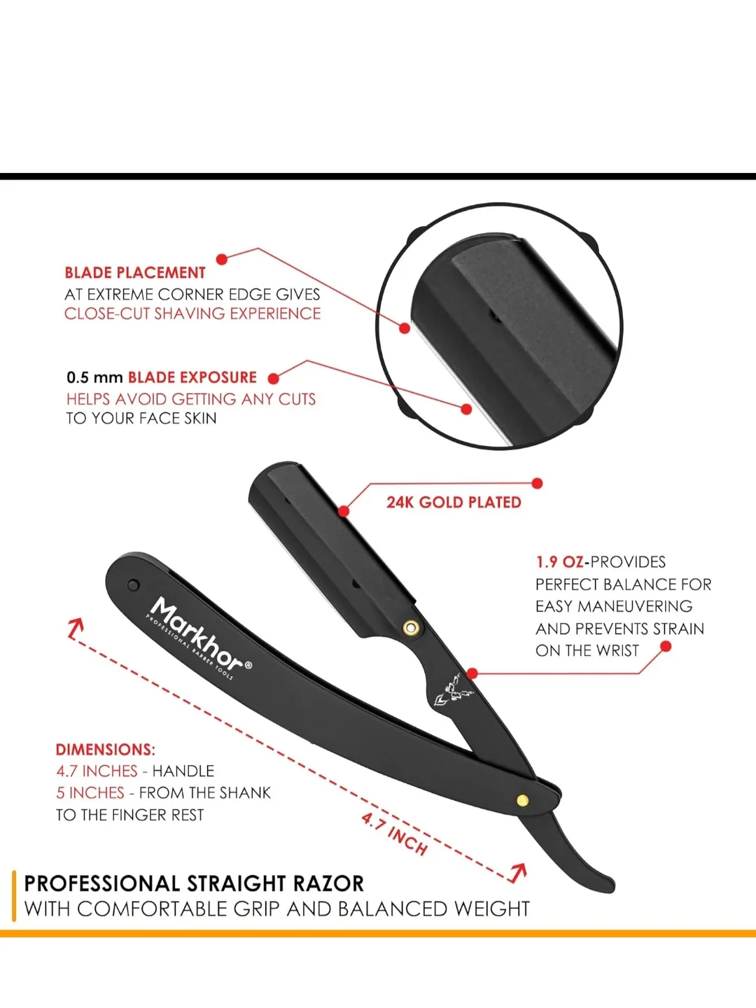 Markhor Professional Straight Razor Barber Tool image indicator(2)