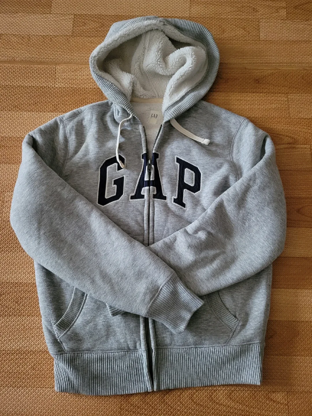 GAP Grey Sherpa-Lined Zip-Up Hoodie image indicator(2)