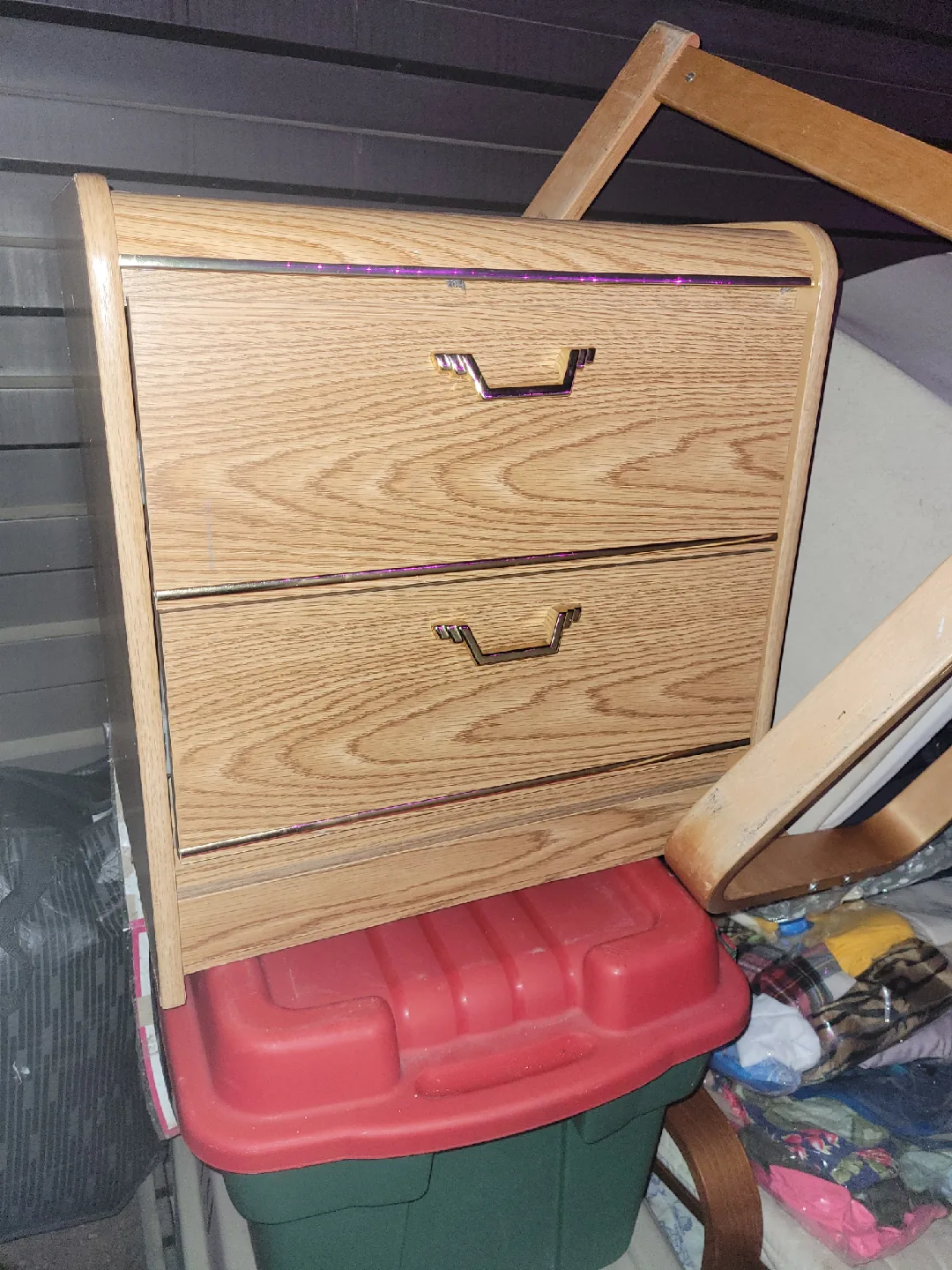 Wood Grain Two-Drawer Nightstand