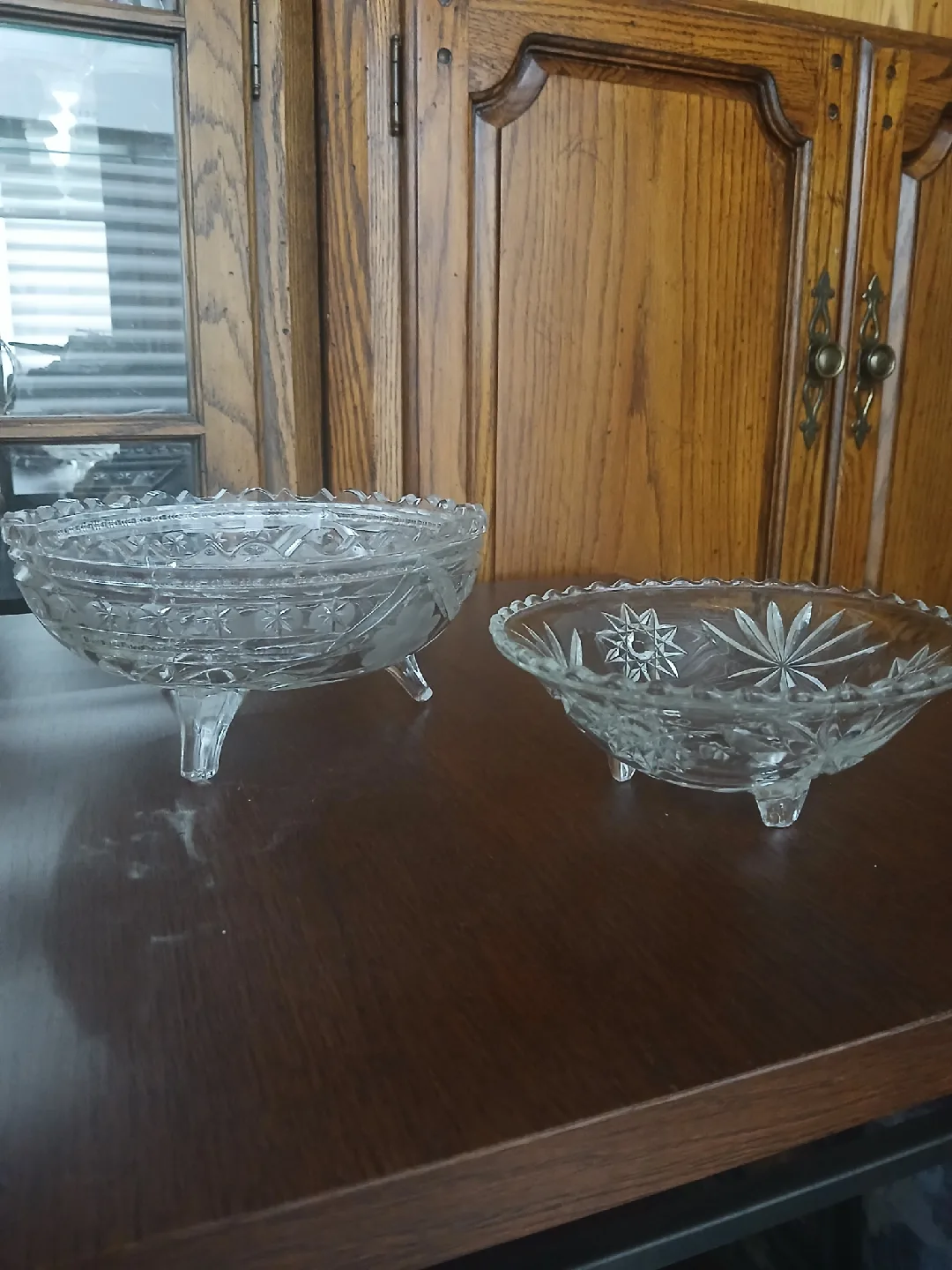 Vintage Clear Glass Footed Bowls - Set of 2 image indicator(2)