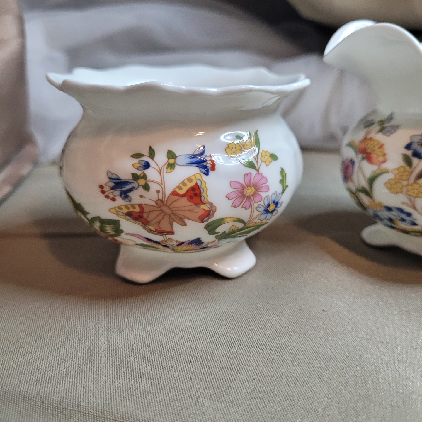 Aynsley Bone China Creamer & Sugar Set - Green Cottage... - photo 4