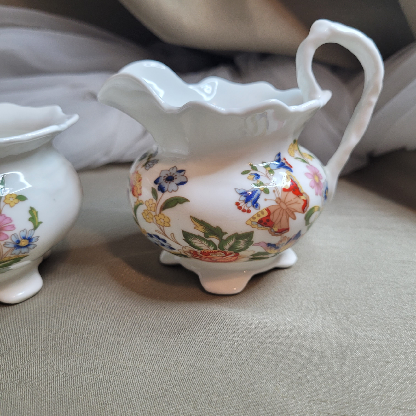 Aynsley Bone China Creamer & Sugar Set - Green Cottage... - photo 5