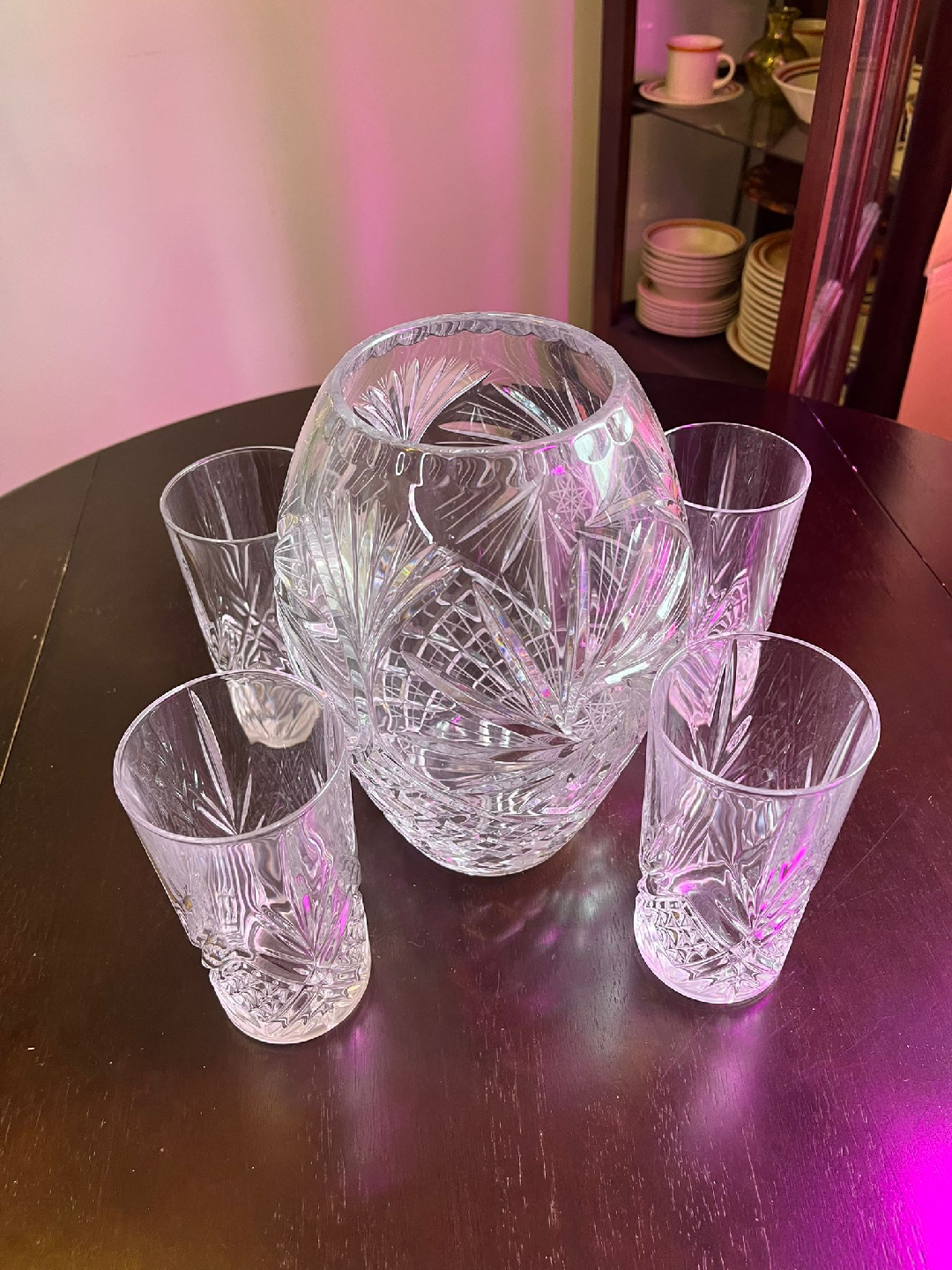 Crystal Vase Set with Glasses