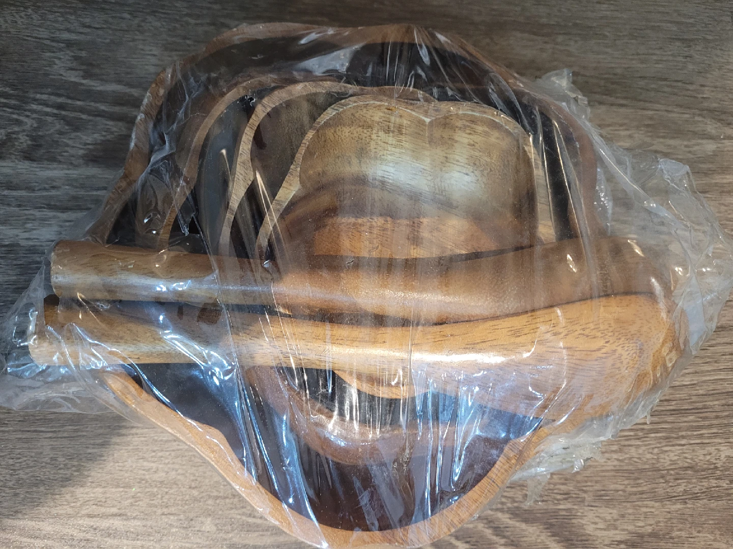 New Acacia Wood Salad Bowl Set