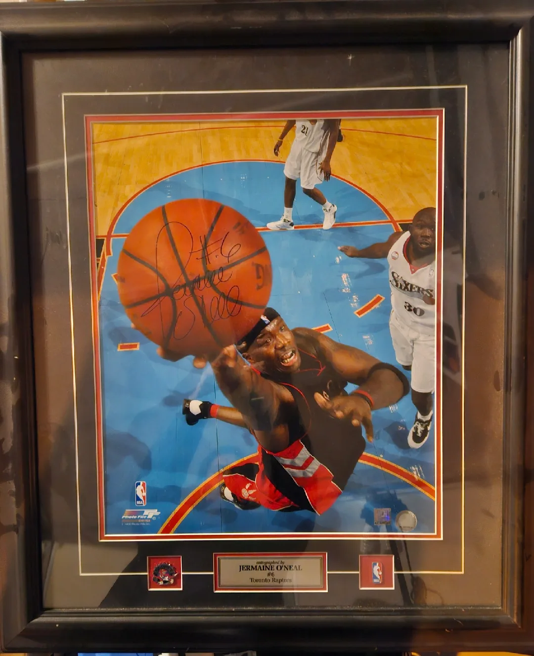 Jermaine O'Neal Autographed Toronto Raptors Framed Photo thumbnail