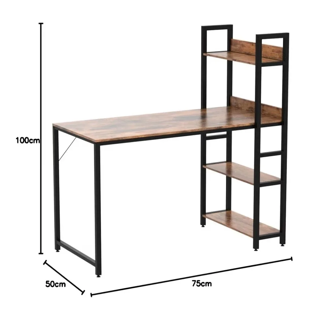 Brown & Black Desk with Shelves image indicator(2)