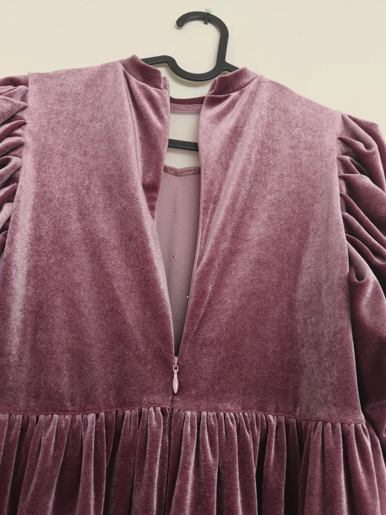 Mauve Velvet Dress with Pearl Detail image indicator(5)