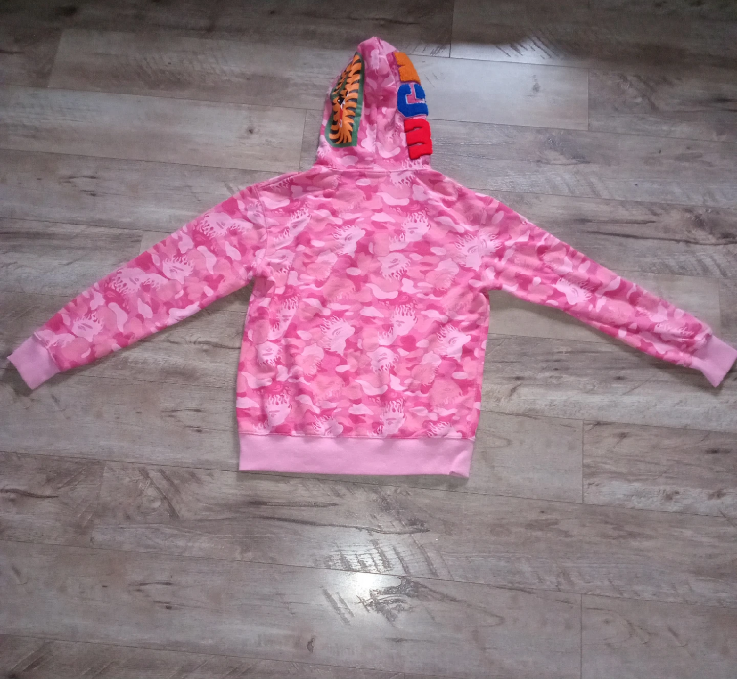 Bathing Ape (BAPE) Pink Camo Shark Hoodie, Size L - photo 2