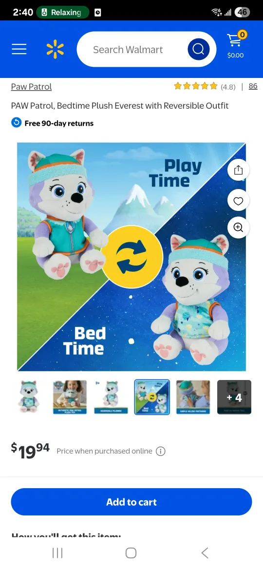 PAW Patrol, Bedtime Plush Everest with Reversible Outfit image indicator(9)