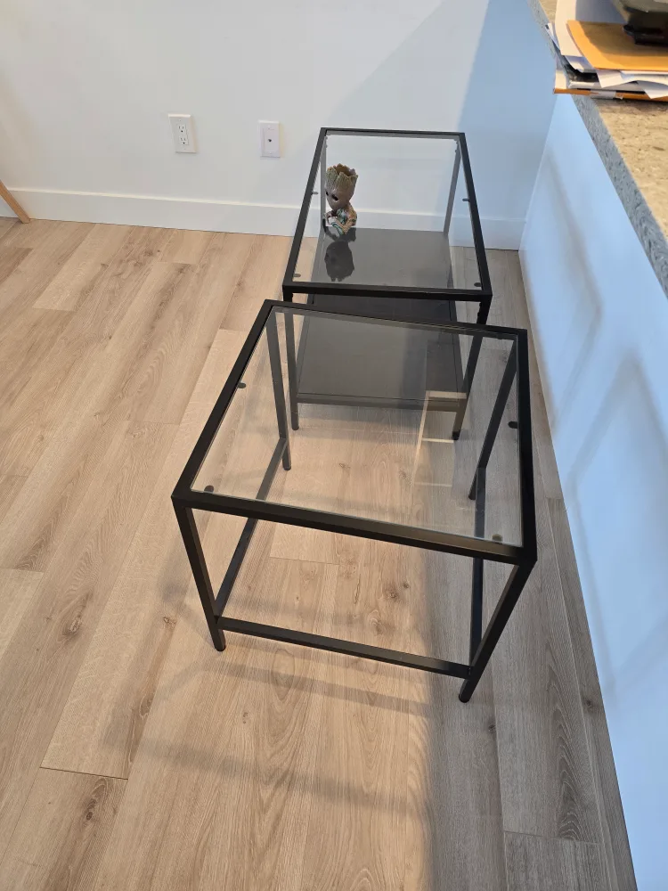 Black Metal & Glass Coffee + Side Table Set image indicator(3)