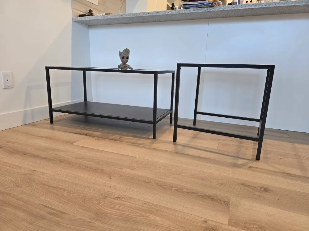 Black Metal & Glass Coffee + Side Table Set image indicator(6)