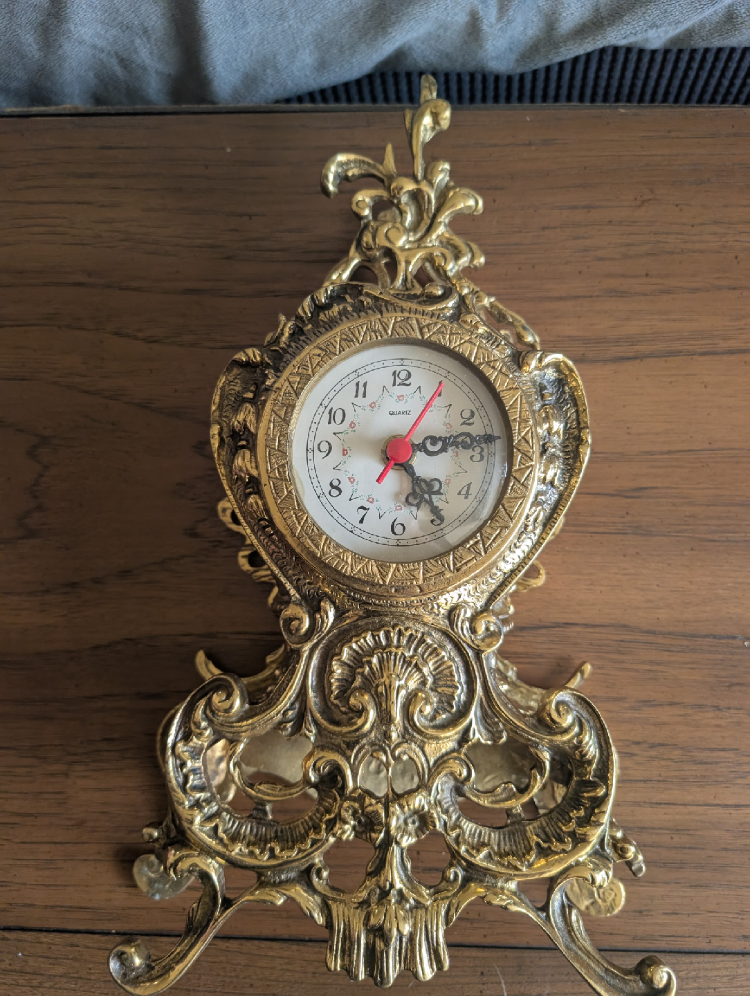 vintage working brass ornate mantel clock