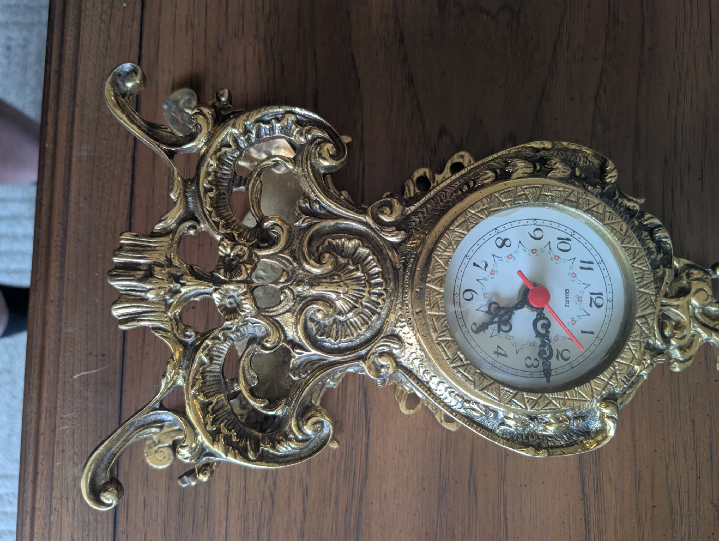 vintage working brass ornate mantel clock - photo 2