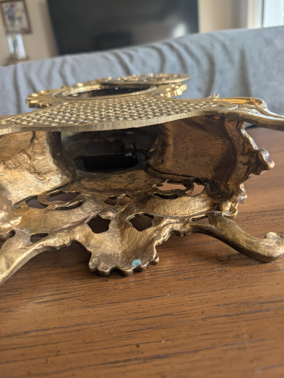 vintage working brass ornate mantel clock - photo 4
