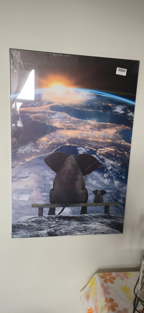 Elephant & Baby Earth Canvas Art