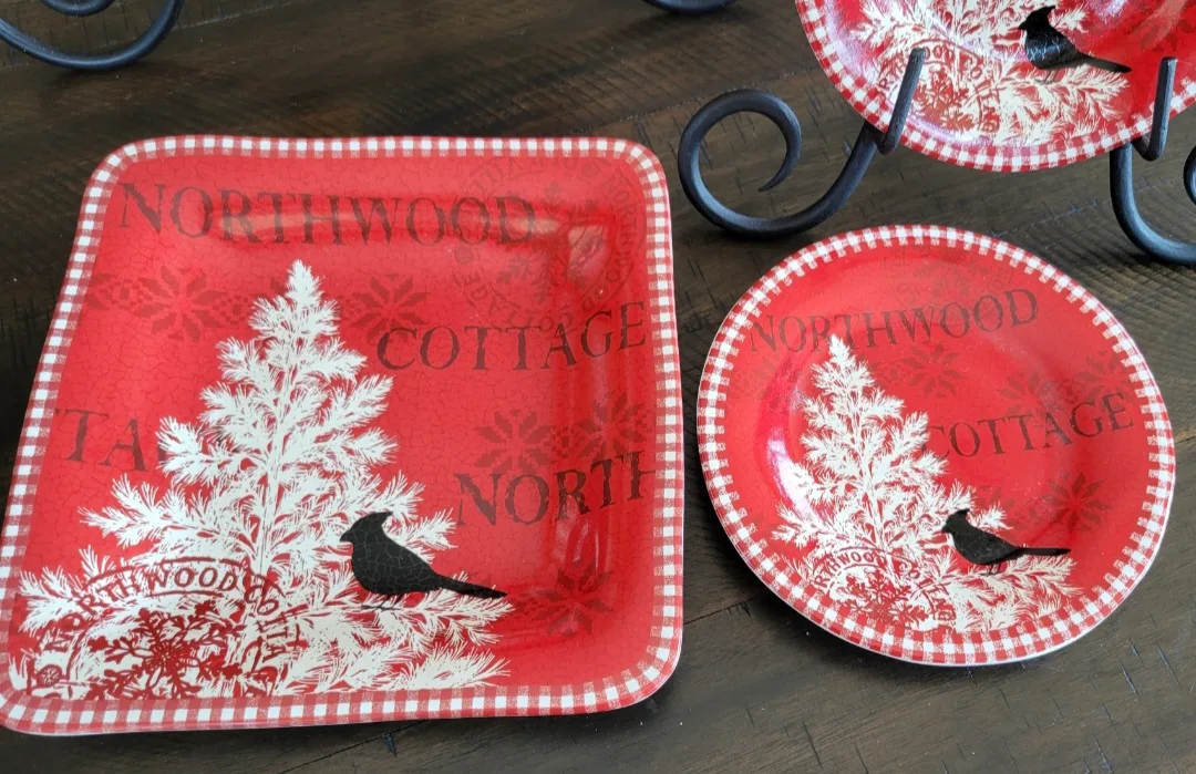 5 Fine China Plates Quality Brand 222 Fifth Northwood Cottage image indicator(2)