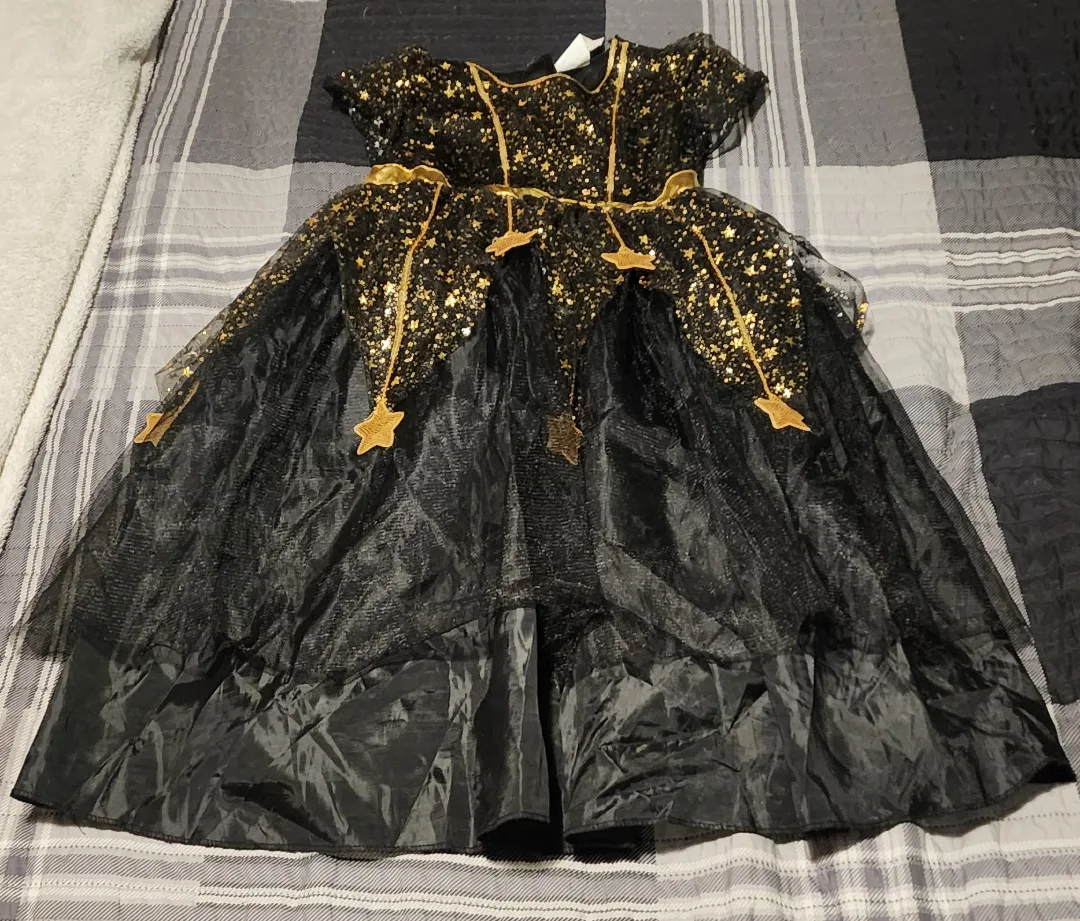 Girl's Black & Gold Star witch costume thumbnail